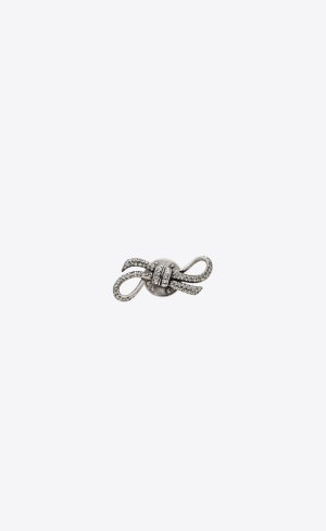 YSL Rhinestone Knot Pin In Metal Stříbrné | 13547-TQRW