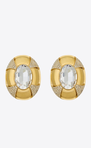 YSL Saharienne Earrings In Metal And Rhinestones Zlaté | 87925-VLCF