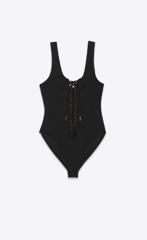 YSL Saharienne One-piece Swimsuit Noir | 60895-QWTN