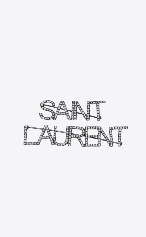 YSL Saint Laurent Brooches In Brass And Crystal Stříbrné | 46598-HGEN