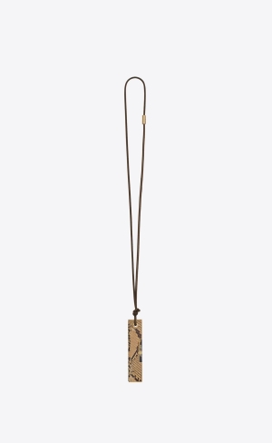YSL Saint Laurent Hair Comb Necklace In Python Béžový | 49573-KZFX