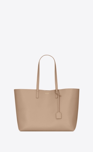 YSL Shopping Saint Laurent E/W In Supple Læder Tmavě Béžový | 38497-MWTI