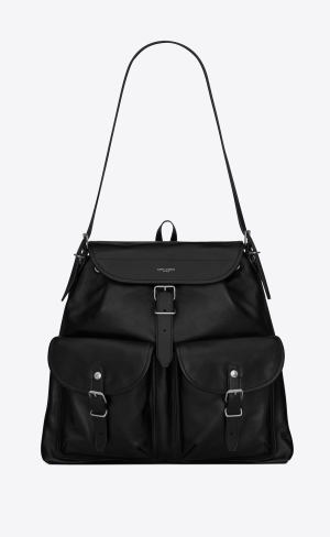 YSL Shoulder Bag In Smooth Læder Černé | 70345-VBHI