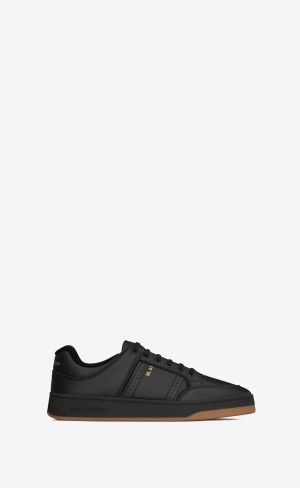 YSL Sl/61 Low-top Sneakers In Smooth And Grained Læder Noir | 69301-FNKI