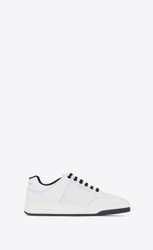 YSL Sl/61 Low-top Sneakers In Smooth And Grained Læder Blanc Optique | 76132-RWIM