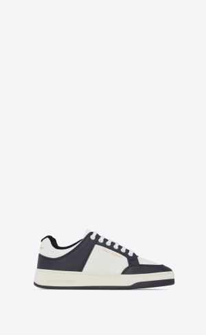 YSL Sl/61 Low-top Sneakers In Smooth And Grained Læder Bílé Černé | 96475-MVLX