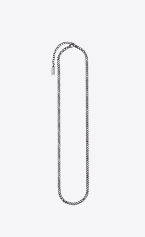 YSL Small Curb Chain Necklace In Metal Stříbrné | 63851-BOIH