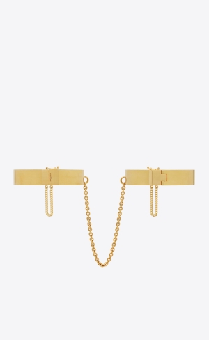 YSL Small Double Chain Handcuff Bracelets In Metal Zlaté | 45062-DICN