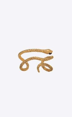 YSL Snake Cuff Bracelet In Metal Zlaté Černé | 65872-VYUP
