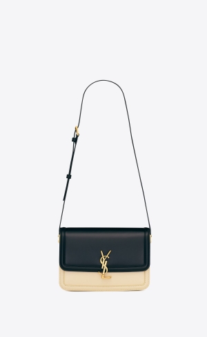 YSL Solferino Medium Satchel In Box Saint Laurent Læder Černé Bílé | 79541-KXMF