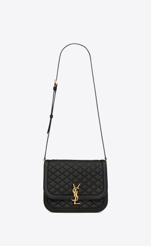 YSL Solferino Medium Supple Satchel In Prošívaný Lambskin Černé | 82596-JFHR