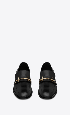 YSL Solferino Penny Slippers In Smooth Læder Noir | 42803-ADQC