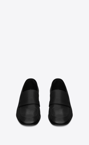 YSL Solferino Penny Slippers In Smooth Læder Noir | 60351-XGRI