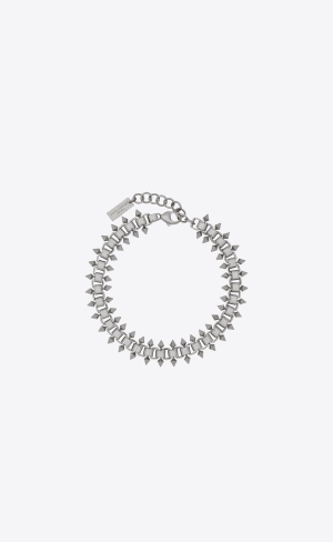 YSL Square And Spikes Chain Bracelet In Metal Palladium | 07435-QWBE