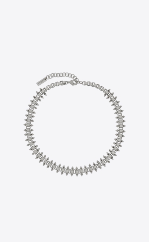 YSL Square And Spikes Krátké Chain Necklace In Metal Palladium | 86021-VIOQ