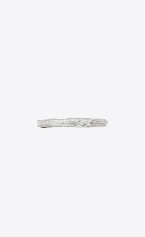 YSL Squared Hammered Bangle In Metal Stříbrné | 45029-WSHP