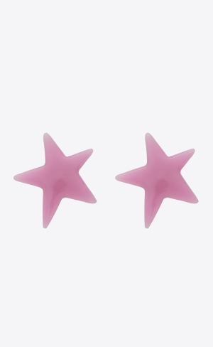 YSL Star Earrings In Metal And Resin Zlaté Růžové | 18074-XLCG