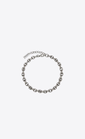 YSL Striated Cable Chain Bracelet In Metal Stříbrné | 41093-FMKO