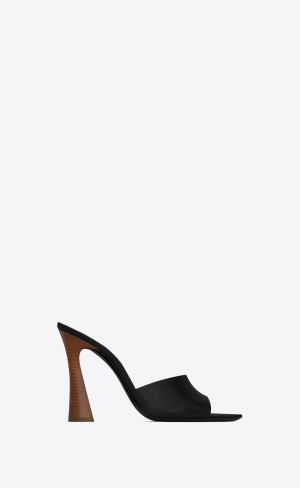 YSL Suite Mules In Smooth Læder Černé | 49571-DMRH