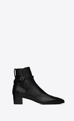 YSL Terry Jodhpur Boots In Smooth Læder Noir | 56917-TQOP