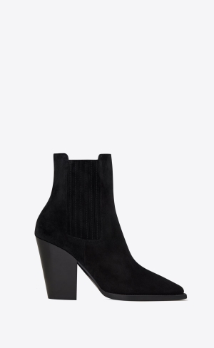 YSL Theo Chelsea Boots In Semišové Černé | 75824-FDUQ