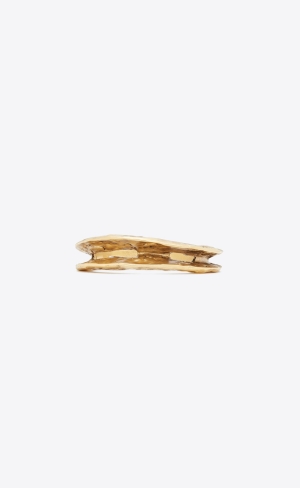 YSL Thin Textured Bangle In Metal Zlaté | 93472-PLUQ