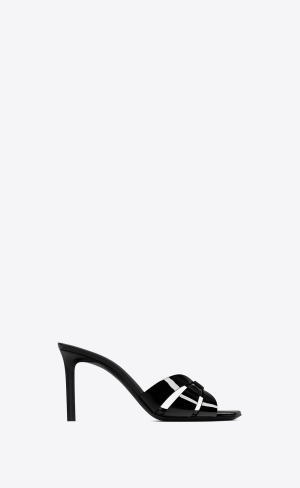YSL Tribute Mules In Lakovaná Læder Černé | 60715-TXOH