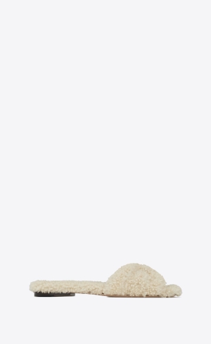 YSL Tribute Mules In Shearling Naturel | 10675-DSLU