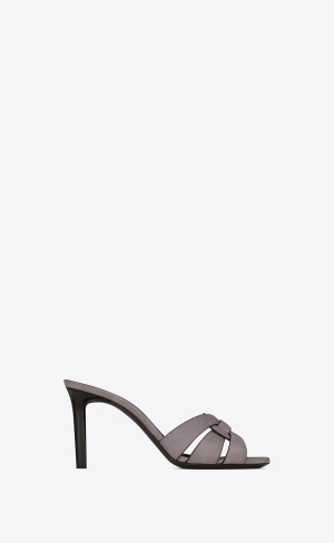 YSL Tribute Mules In Smooth Læder Gris Apia | 40983-VELR