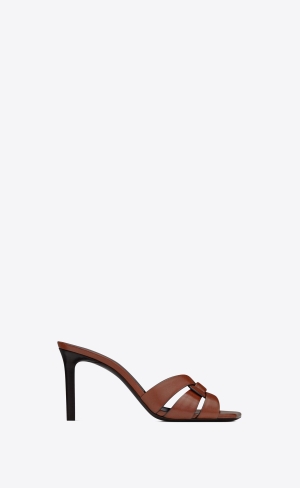 YSL Tribute Mules In Smooth Læder Toffee | 91480-MWEI