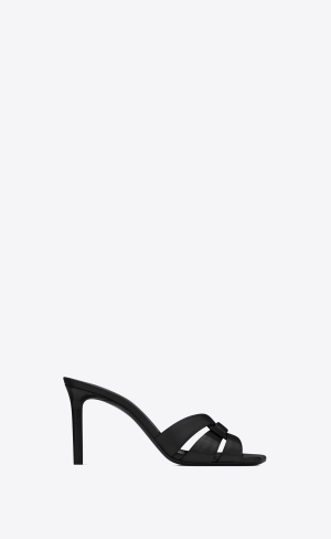 YSL Tribute Mules In Smooth Læder Černé | 38457-XTKN