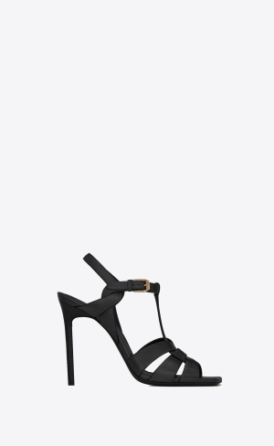YSL Tribute Sandals In Smooth Læder Černé | 40683-EWPI