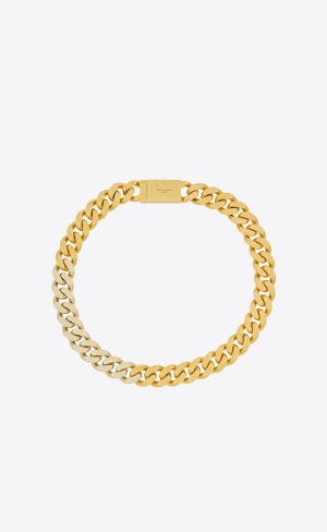 YSL Two-tone Chain Necklace In Metal Zlaté | 62583-SVBU