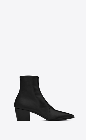 YSL Vassili Zipped Boots In Smooth Læder Černé | 53279-SVYR