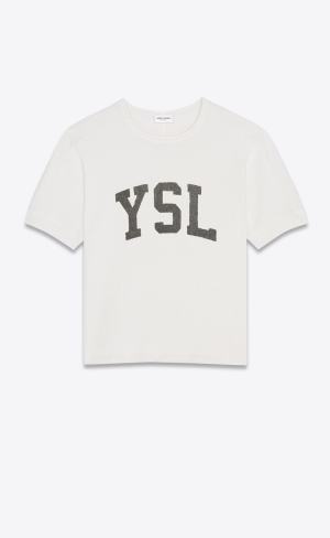 YSL Vintage T-shirt Dirty Ecru | 57064-UBPT