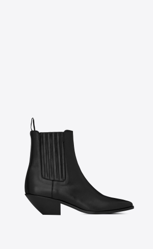 YSL West Chelsea Boots In Smooth Læder Černé | 17869-OHWT