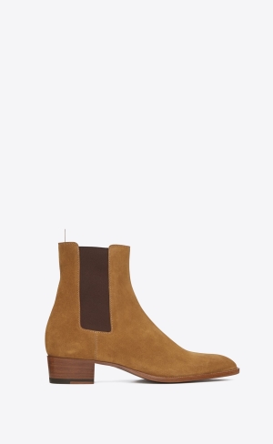 YSL Wyatt Chelsea Boots In Semišové Hnědé | 50436-ZSJW