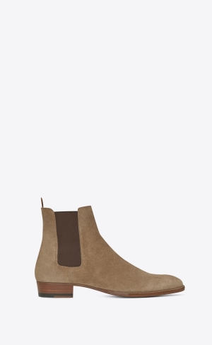 YSL Wyatt Chelsea Boots In Semišové Hnědé | 89263-MKTE