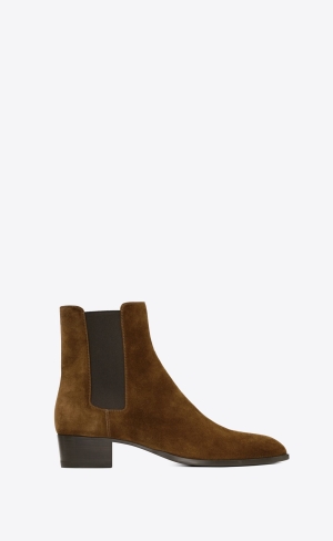 YSL Wyatt Chelsea Boots In Semišové Land | 53729-OKLZ