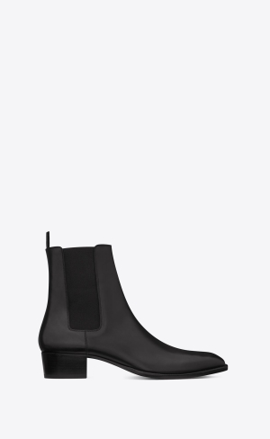 YSL Wyatt Chelsea Boots In Smooth Læder Černé | 15493-HBTX