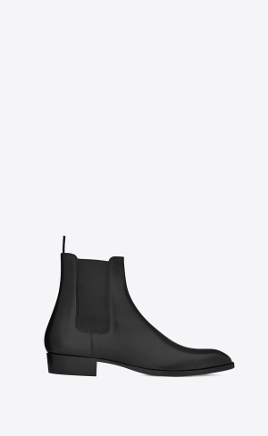 YSL Wyatt Chelsea Boots In Smooth Læder Černé | 63172-MBHZ