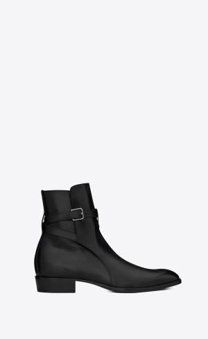 YSL Wyatt Jodhpur Boots In Smooth Læder Černé | 93874-POCG