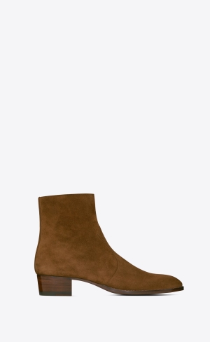 YSL Wyatt Zipped Boots In Semišové Land | 75940-UJRZ