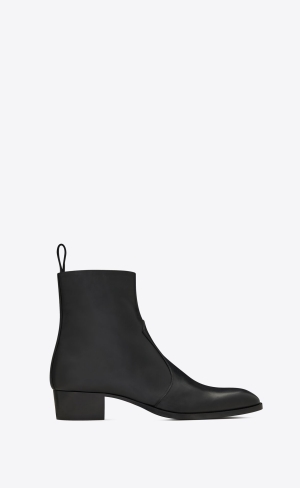 YSL Wyatt Zipped Boots In Smooth Læder Černé | 75812-CATO